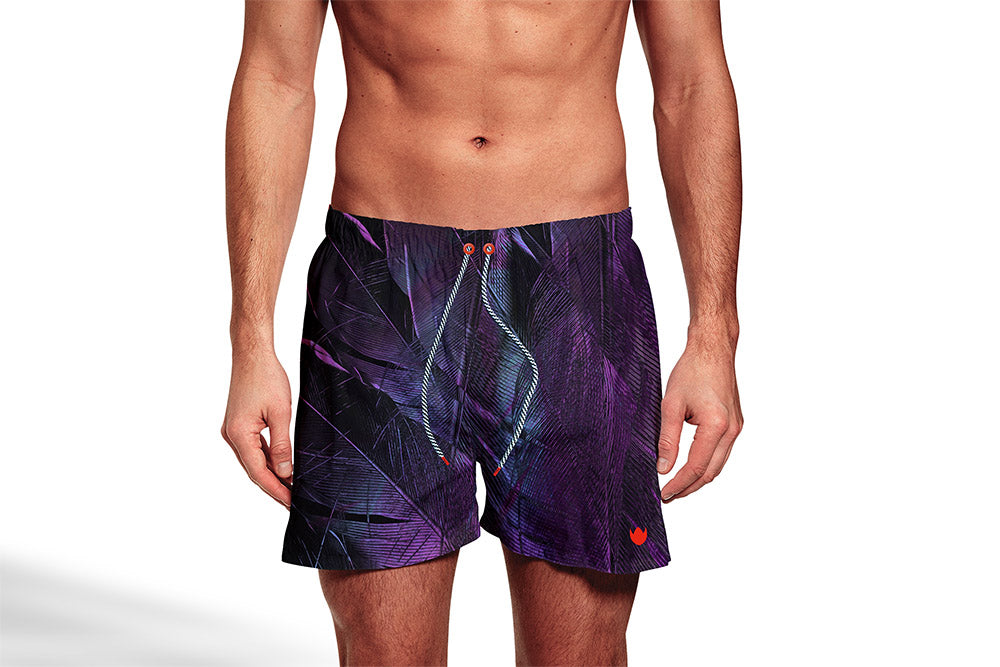 Shorts Regular Estampada Folhagem Roxo Floriant