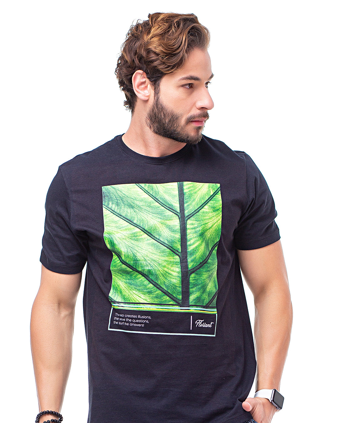 Camiseta Manga Curta Folhas Floriant