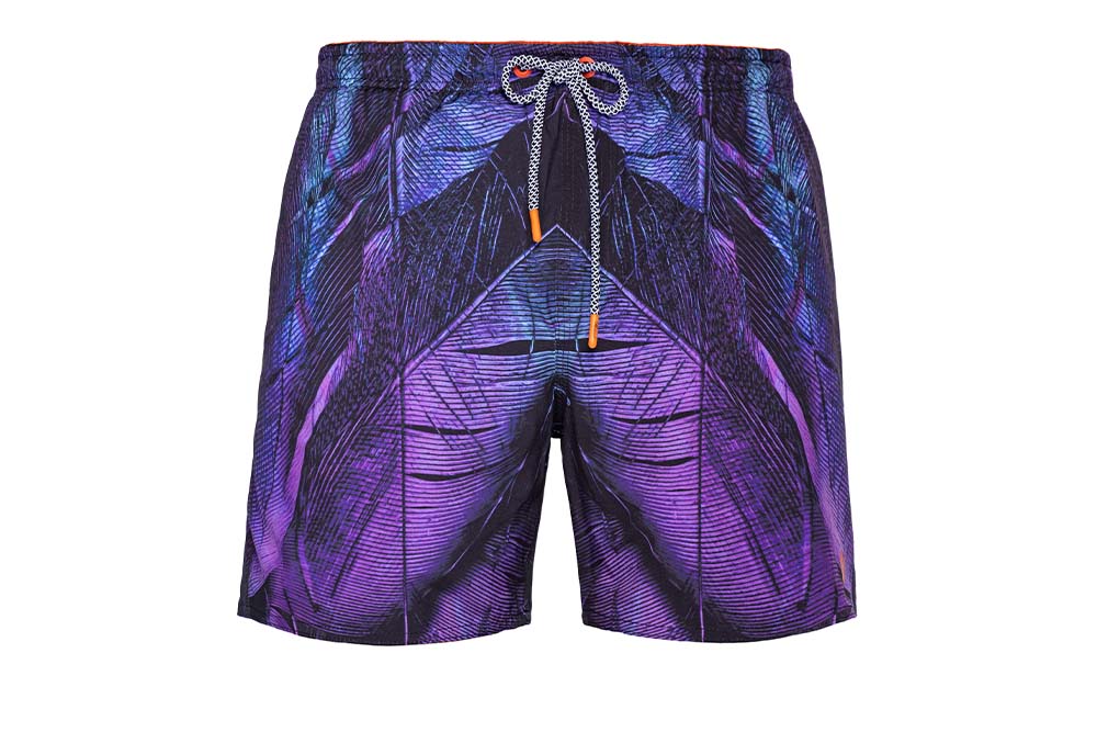 Shorts Regular Estampada Folhagem Roxo Floriant