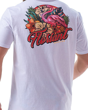Camiseta Manga Curta Flamingo Floriant